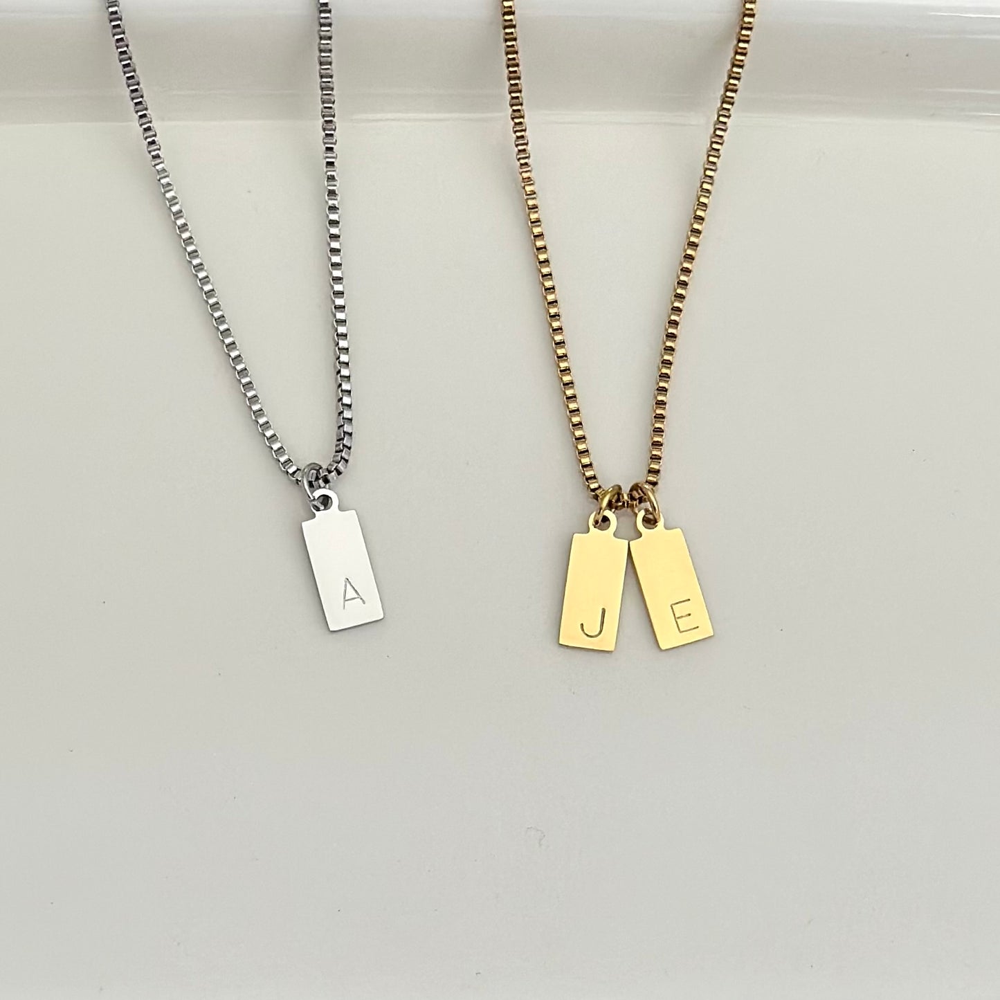 Box Chain Initial Necklace