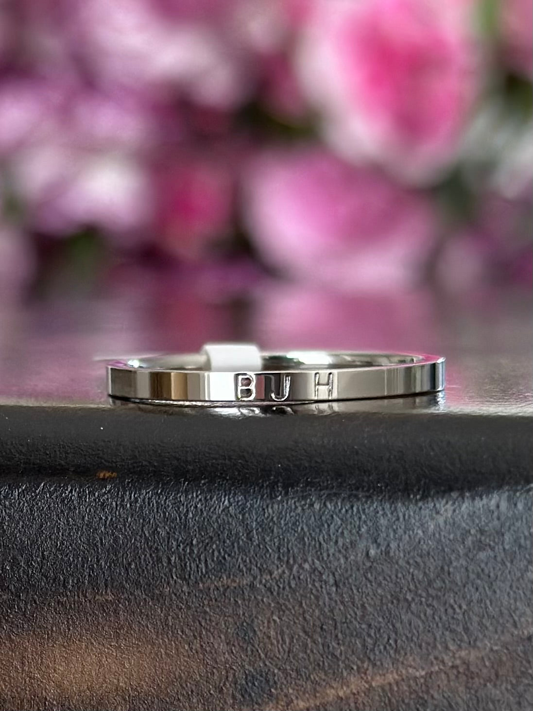 2mm Dainty Personalized Stackable Name Ring (Larger Font)