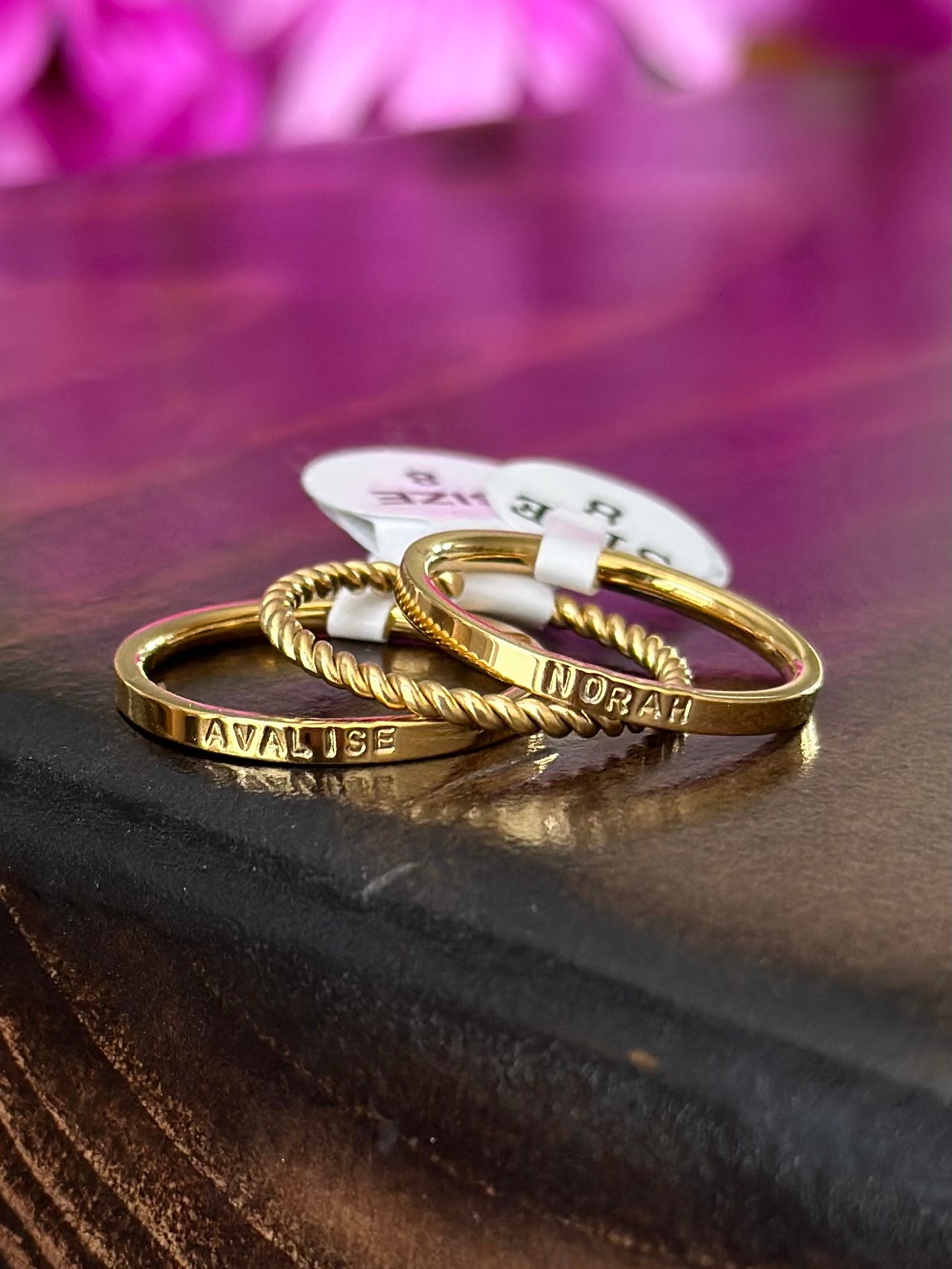 2mm Dainty Personalized Stackable Name Ring (Smaller Font)