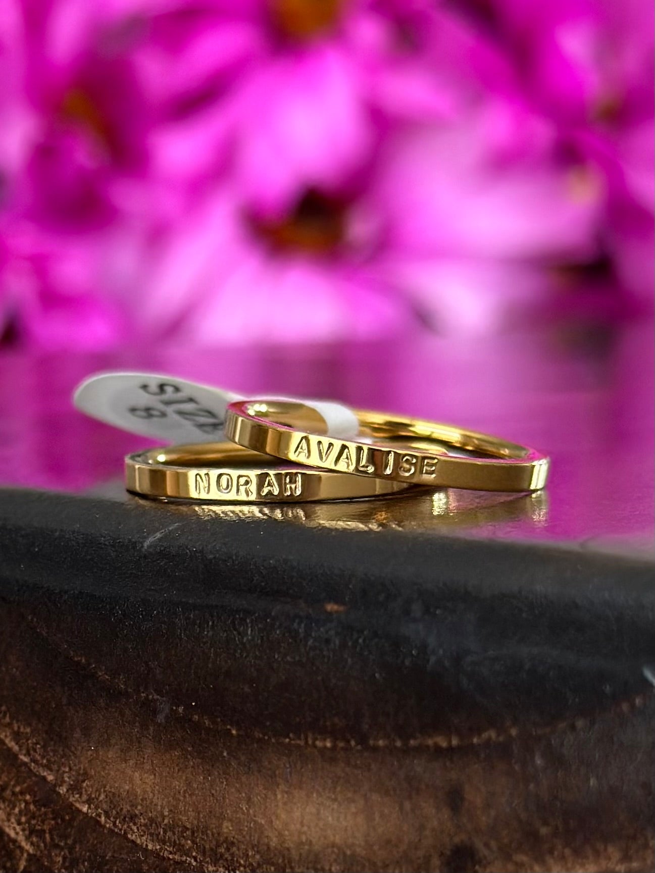 2mm Dainty Personalized Stackable Name Ring (Smaller Font)