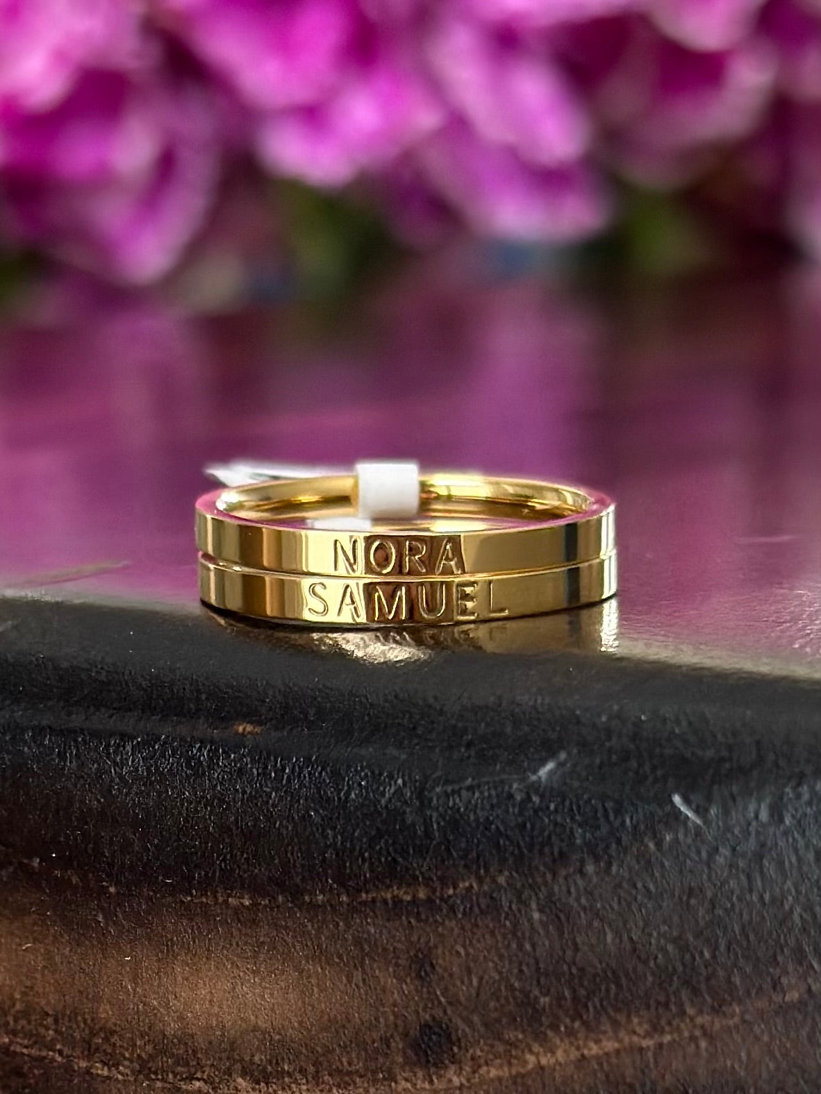 2mm Dainty Personalized Stackable Name Ring (Larger Font)