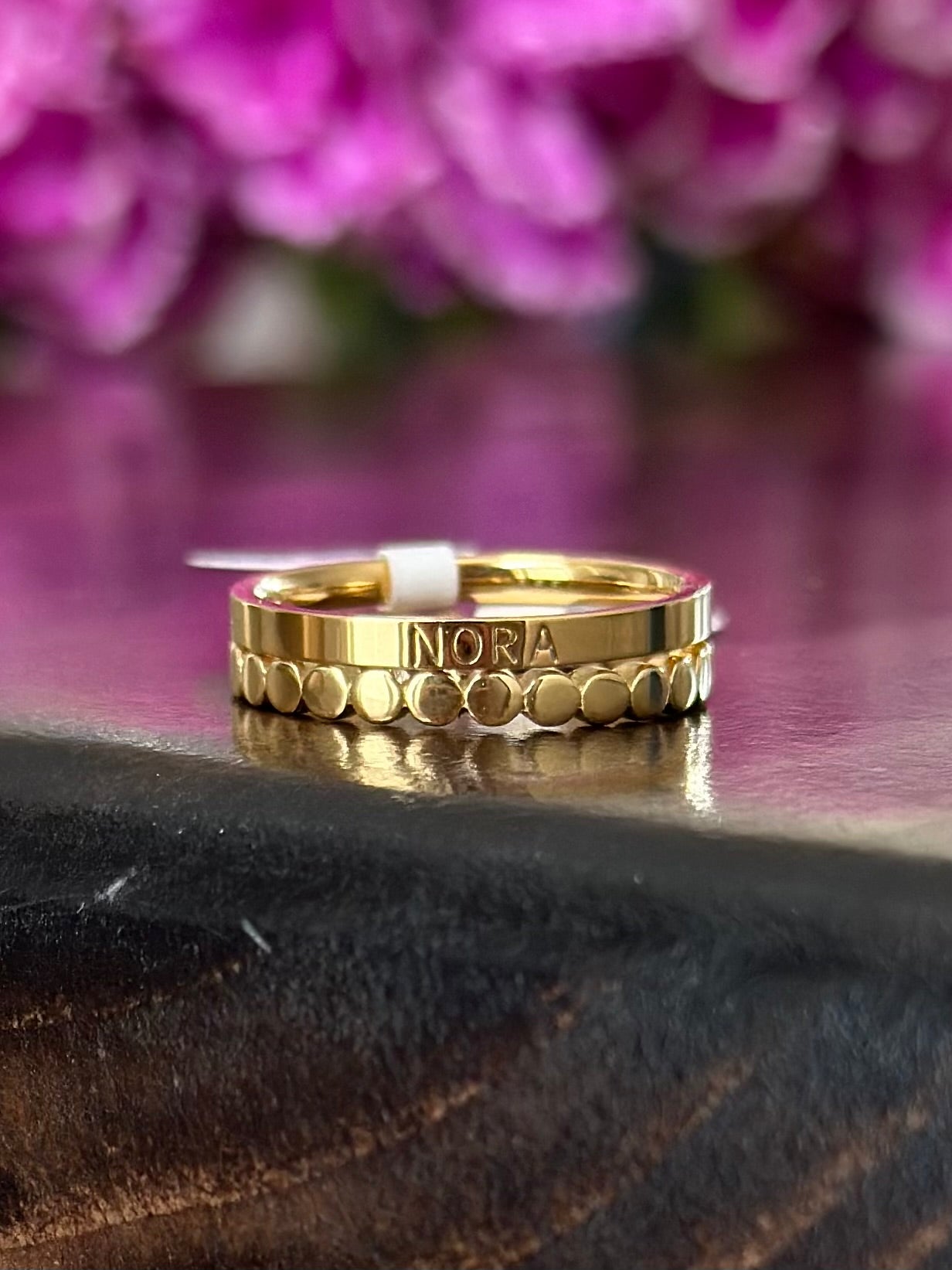 2mm Dainty Personalized Stackable Name Ring (Larger Font)