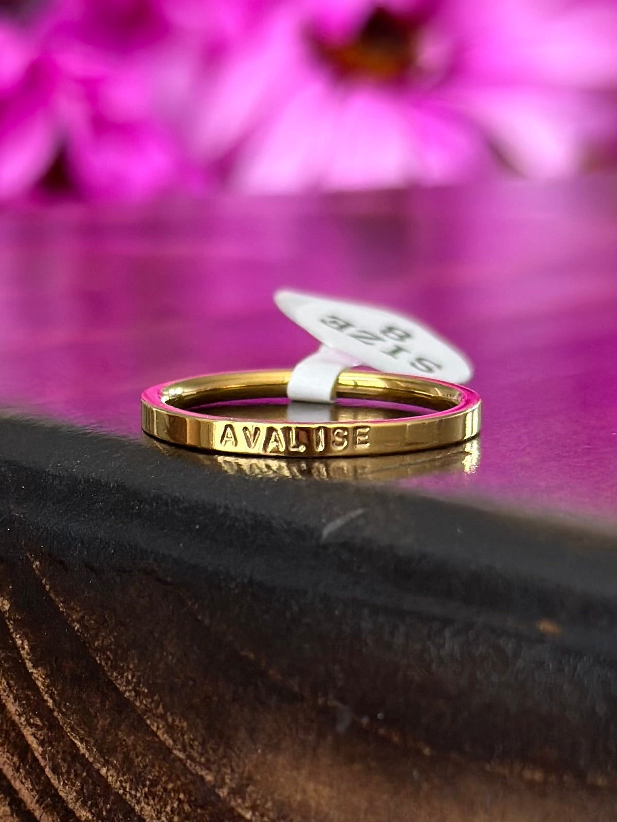 2mm Dainty Personalized Stackable Name Ring (Smaller Font)