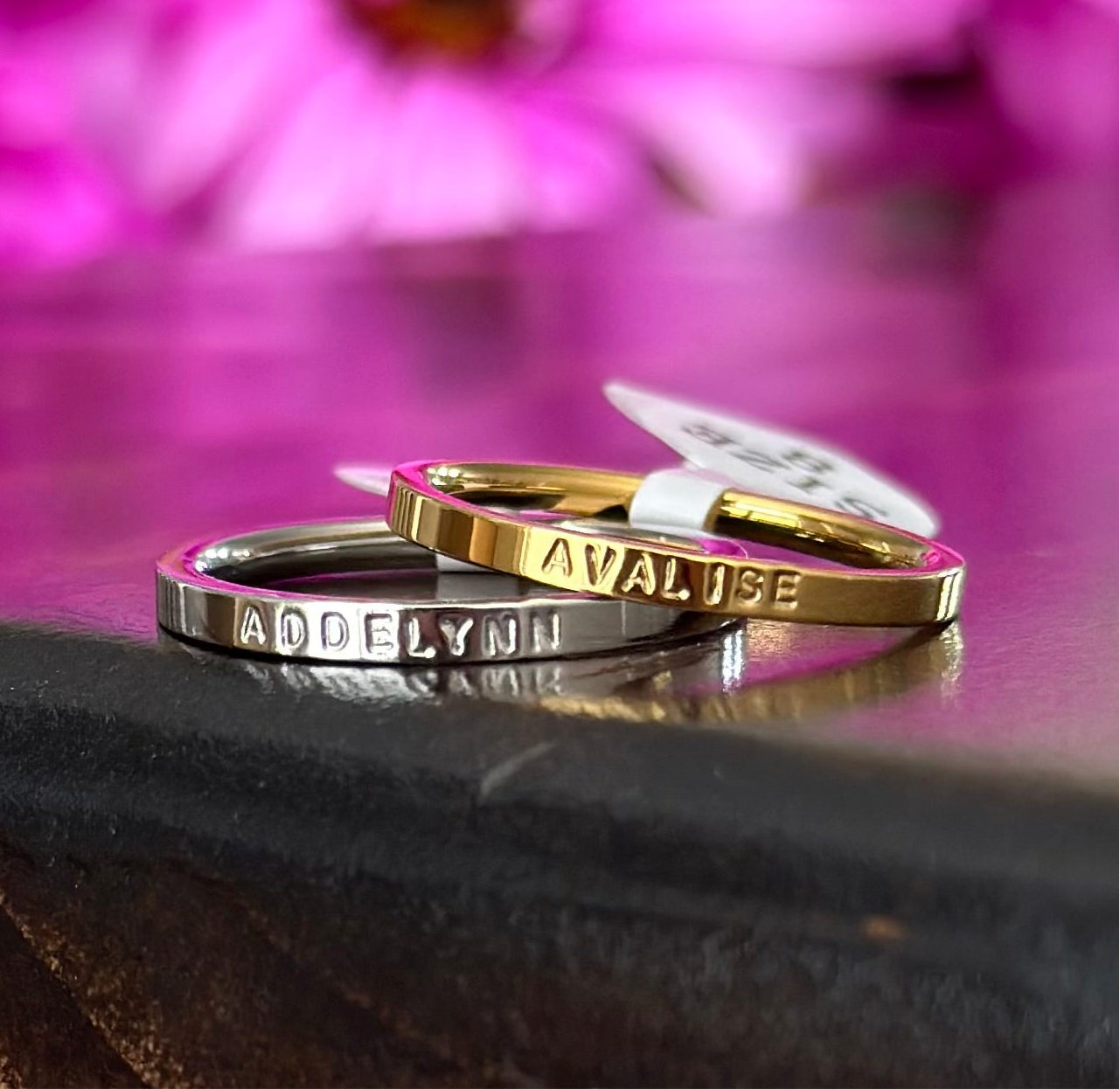2mm Dainty Personalized Stackable Name Ring (Smaller Font)