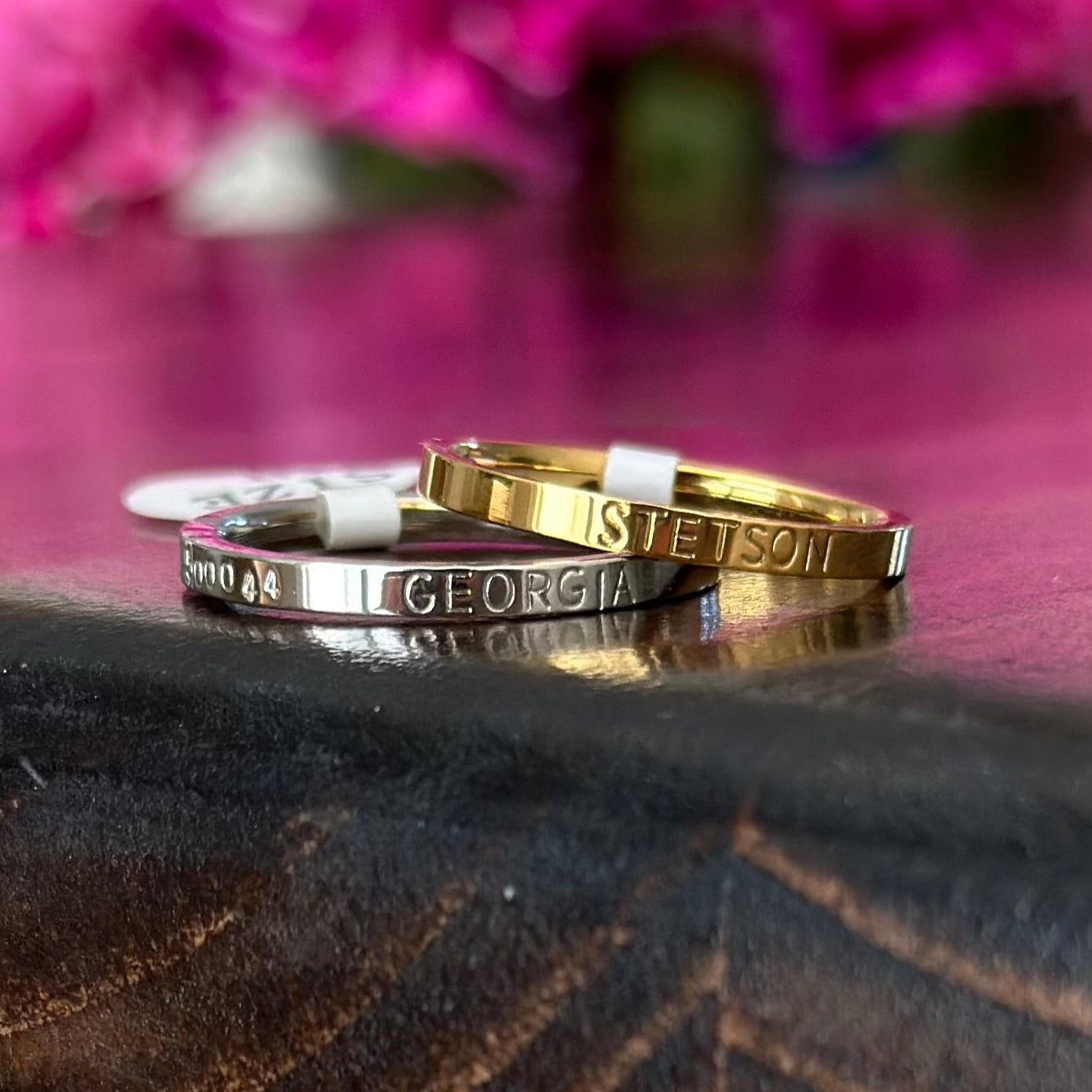 2mm Dainty Personalized Stackable Name Ring (Larger Font)